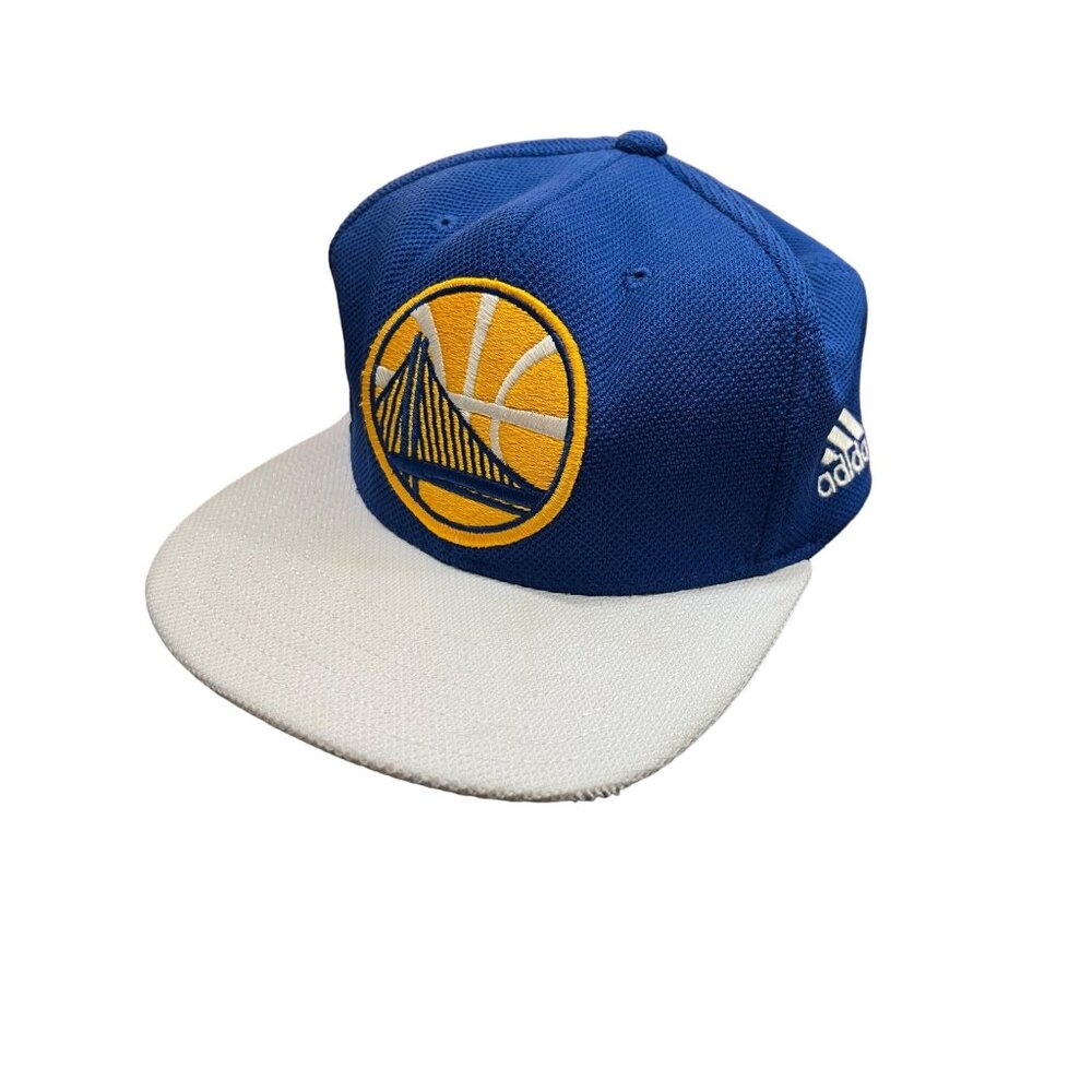 Adidas Golden State Warriors Flat Brim Blue Snapback Hat Cap NBA One Size Flat